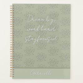 Elegante Sage Green Hübsch Floral Lotus Planer