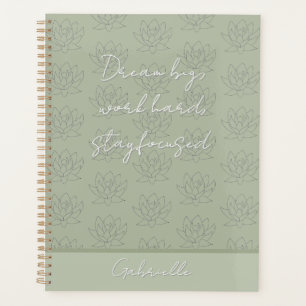 Elegante Sage Green Hübsch Floral Lotus Planer