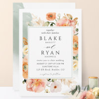 Elegante Sage Green, Peach Botanical Wedding