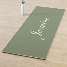 Elegante Sage Green Personalisiert Name Yoga Mat