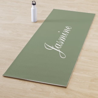 Elegante Sage Green Personalisiert Name Yoga Mat Yogamatte