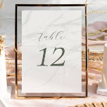 Elegante Sage Green Script Wedding Tischnummer<br><div class="desc">Elegante Minimalistische Script Hochzeit Tischnummer. Entdecken Sie die gesamte Sammlung für ein koordiniertes Hochzeitsthema. Dm für Beratung oder Personalisierung</div>