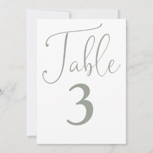 Elegante Sage Green Simple Large Tischnummer