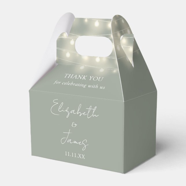 Elegante Sage Green String Lights Hochzeit Vielen  Geschenkschachtel (Vorderseite)