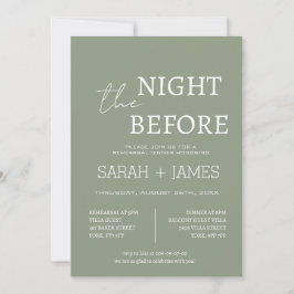Elegante Sage Green The Night Before Dinner Weddin Einladung
