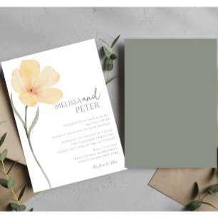 Elegante Sage Green und White Wildblume Hochzeit Einladung