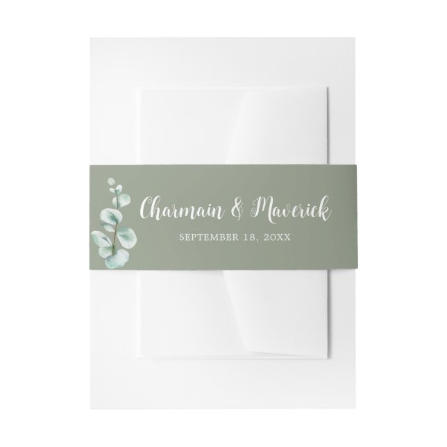 Elegante Sage Green Wedding Einladungsbanderole (Vorderseite Beispiel)