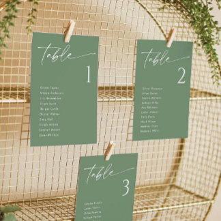 Elegante Sage Green Wedding Seating Chart Cards Einladung