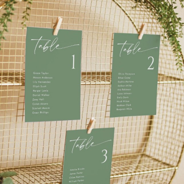 Elegante Sage Green Wedding Seating Chart Cards Einladung (Von Creator hochgeladen)