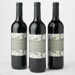 Elegante Sage Green Wedding Weinetikett