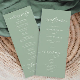 Elegante Sage Green Wedding Zeremonie Programm