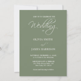 Elegante Sage Olive Green Einfache Hochzeit Einladung