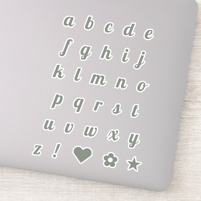 Elegante Sage Script Initialbriefe Alphabet Aufkleber (Detail)