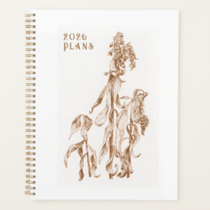 Elegante saisonale botanische Tinten-Kunst 2026 Planer