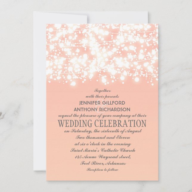 elegante Saitenleuchten für Hochzeitseinladungen Einladung (Vorderseite)
