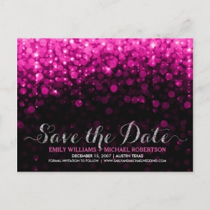 Elegante Saitenleuchten, rosa Buke Save the Date Ankündigungspostkarte