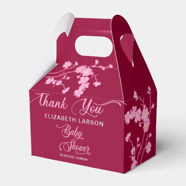 Elegante Sakura Cherry Blossoms Babydusche Geschenkschachtel (Vorderseite)