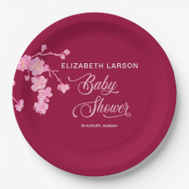 Elegante Sakura Cherry Blossoms Babydusche Pappteller