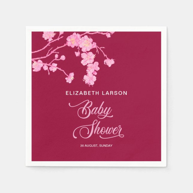 Elegante Sakura Cherry Blossoms Babydusche Serviette (Vorderseite)
