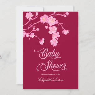 Elegante Sakura-Kirschblüten-Baby-Party Einladung