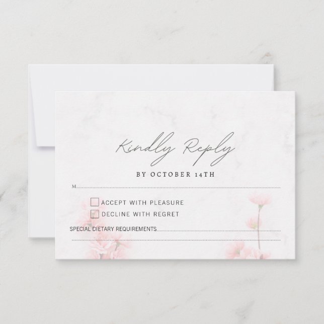 Elegante Sakura Rosa Blumenkirsche Blossom Hochzei RSVP Karte (Vorderseite)