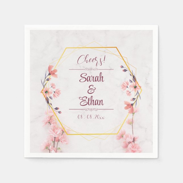 Elegante Sakura Rosa Blumenkirsche Blossom Hochzei Serviette (Vorderseite)