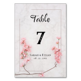 Elegante Sakura Rosa Blumenkirsche Blossom Hochzei Tischnummer