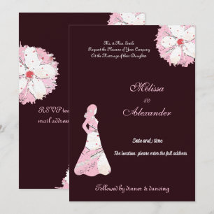 Elegante Sakura schwarze rosa florale chic Silhoue Einladung