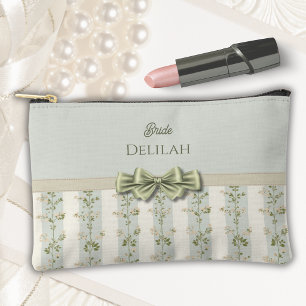 Elegante Salbei-Blumenstreifen-Braut-Geschenk-Kosm Zubehörtasche