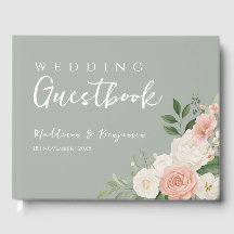 Elegante Salbei-Grün Florale Pfirsich-Hochzeit 