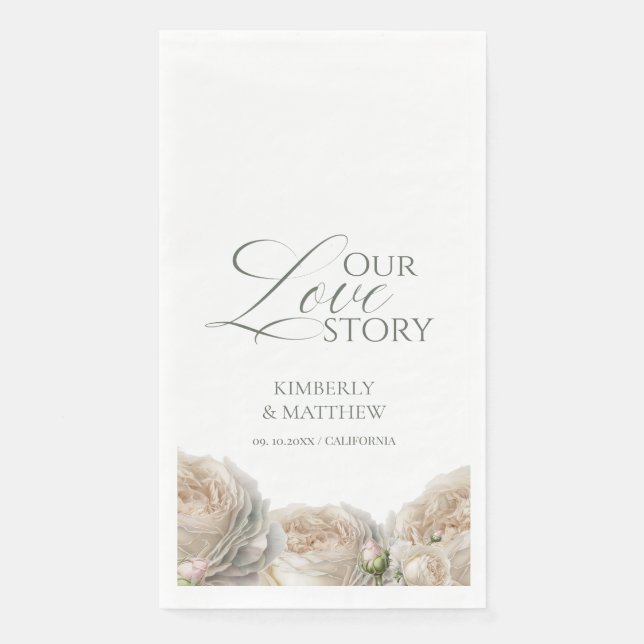 Elegante Salbei-Grün-Rosen-Hochzeit Serviette (Vorderseite)