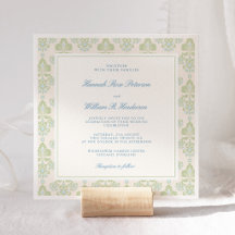 Elegante Salbei-Grün- und Blaue Blumige Hochzeit