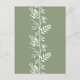 Elegante Salbei-Grün-Wildblumen-Silhouetten-Kunst Postkarte