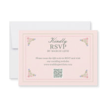 Elegante Salbei-grüne QR-Code-RSVP-Karte