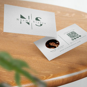 Elegante Salbei-Minimalist- QR-Code-Professionelle Visitenkarte