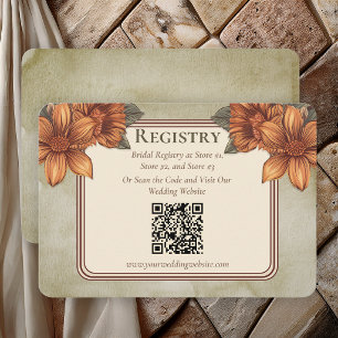 Elegante Salbei-Terrakotta-Blumen-Hochzeitswunschl Begleitkarte