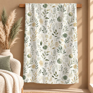 Elegante Salbei-Wasserfarben-Regenbogen-Blumen-Dec Sherpadecke
