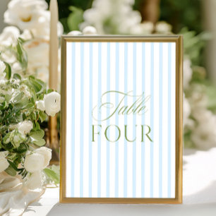 Elegante Salbeigrün- und Blaue Hochzeitstisch-Numm Einladung