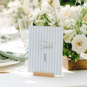 Elegante Salbeigrün- und Blaue Hochzeitstisch-Numm Einladung