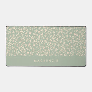 Elegante Salbeigrüne Botanische Personalisierte Schreibtischunterlage