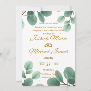 Elegante Salbeigrüne Eukalyptus Goldene Hochzeitse