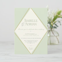 Elegante Salbeigrüne Geometrische Hochzeitseinladu