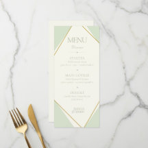 Elegante Salbeigrüne Geometrische Hochzeitsmenükar