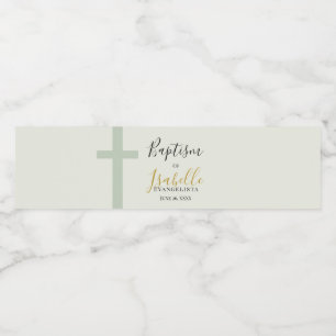 Elegante Salbeigrüne Gold-Minimal-Kreuz-Taufe