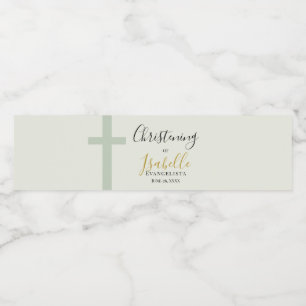 Elegante Salbeigrüne Gold-Minimal-Kreuz-Taufe