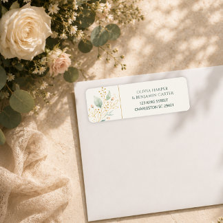 Elegante Salbeigrüne Goldene Botanische Rücksendea