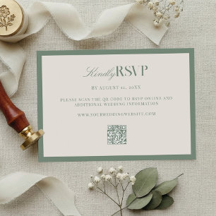 Elegante Salbeigrüne Hochzeit RSVP Karte