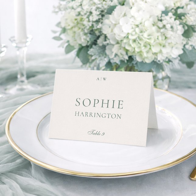 Elegante Salbeigrüne Hochzeitstisch-Nummernkarte Tischnummer (Von Creator hochgeladen)