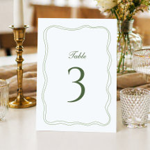 Elegante Salbeigrüne Hochzeitstischnummer