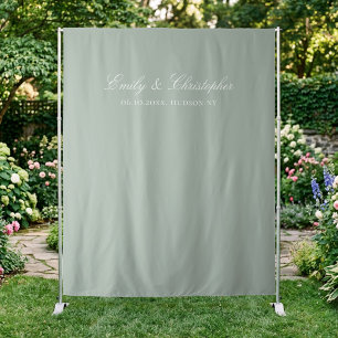 Elegante Salbeigrüne Klassische Hochzeitskulisse Wandteppich